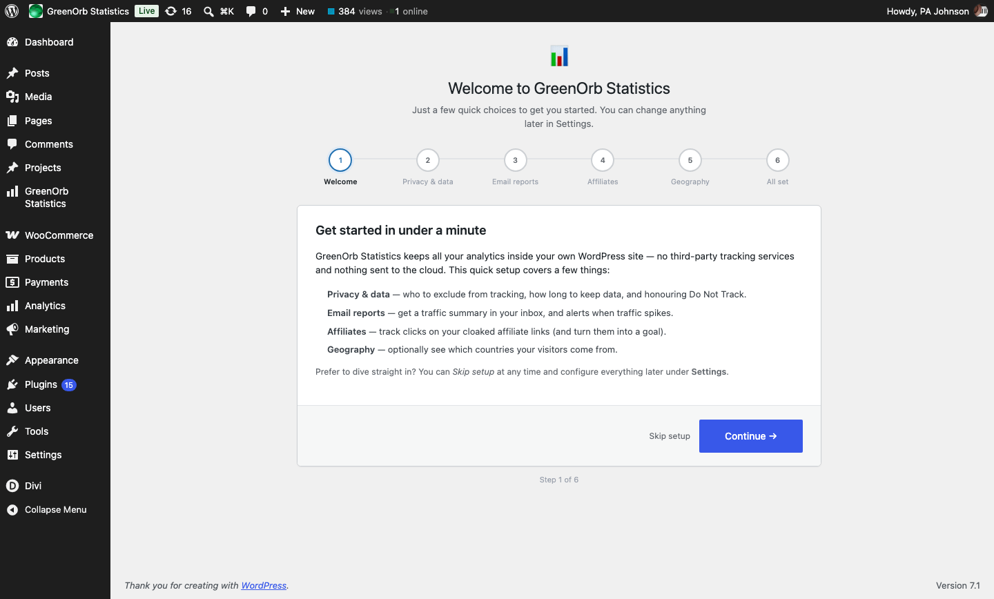 Setup wizard