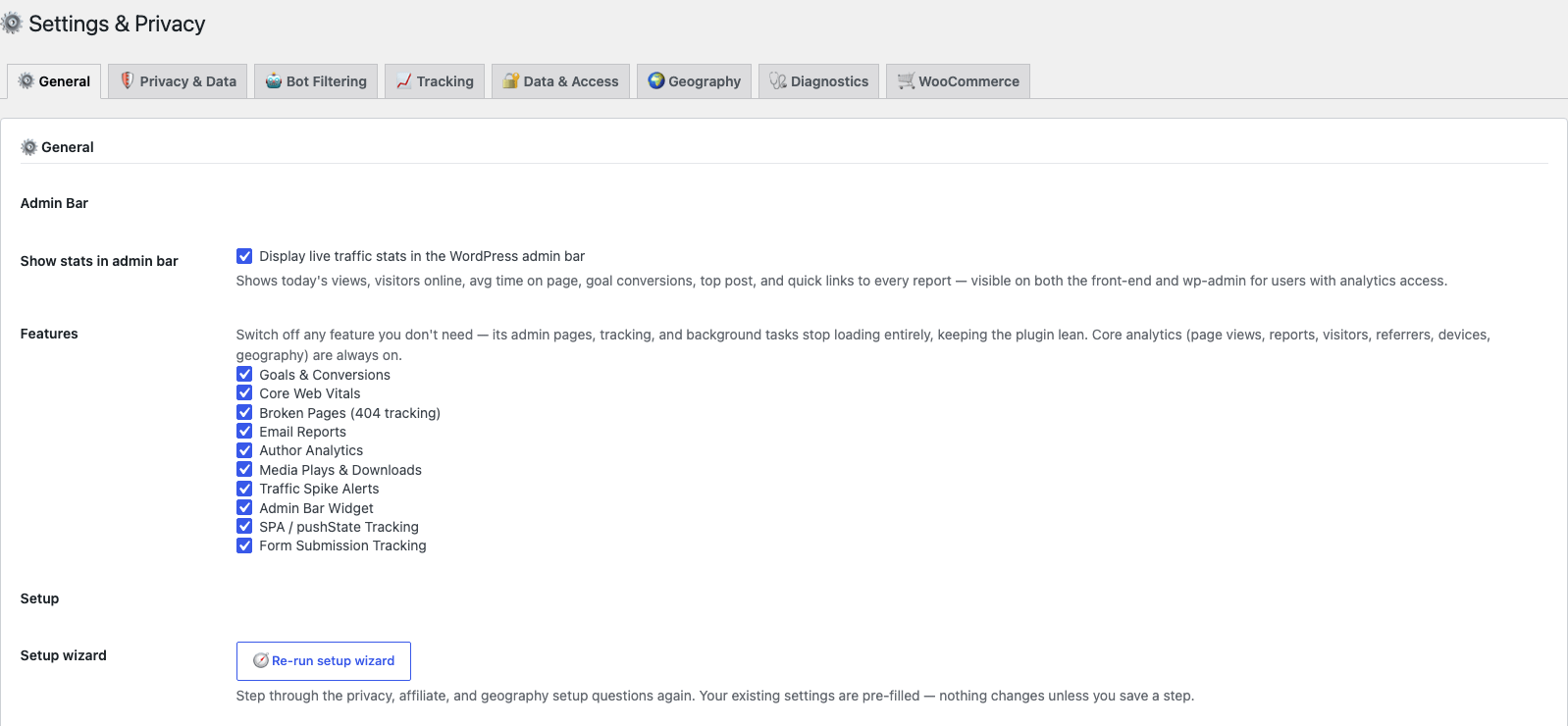The Settings & Privacy screen